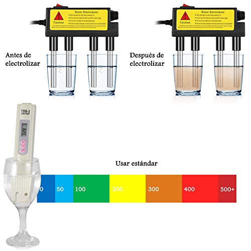 Topker TDS Agua Electrolyzer Test Pluma de electrólisis Digital TDS Filtro de medidor Calidad del Agua Nivel de pureza Tester Enchufe de la UE