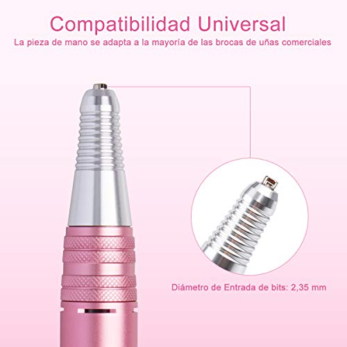 Torno para Uñas Profesional Eléctrica Taladro Máquina 30000 RPM manicura y pedicura portátil con 100 bandas de lijado Rosado