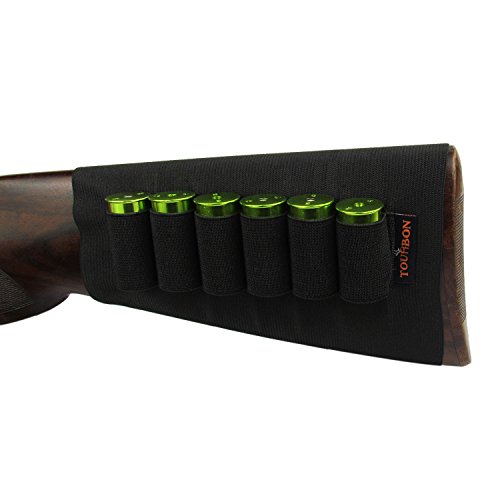 Tourbon Escopeta Munición Elástico Manga Buttstock Calibre 12 Shotshell Holder- Dobles Manos