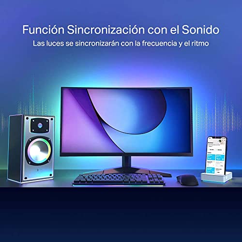 TP-Link Tapo - 5m WiFi Tiras LED de 12V, 16 Millones de Colores con 2100 mcd, Saludable para la Familia, Sincronización con Música, Compatible con Google y Alexa