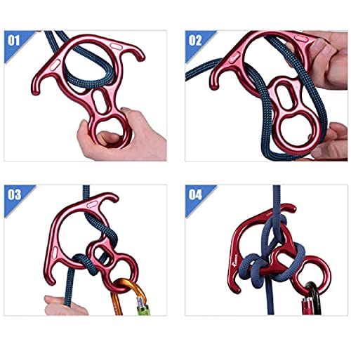 TRIWONDER Anillo de Rappel 50KN Escalada de Cuerda 8 Figura Descender con Oreja Grande al Aire Libre (Rojo)