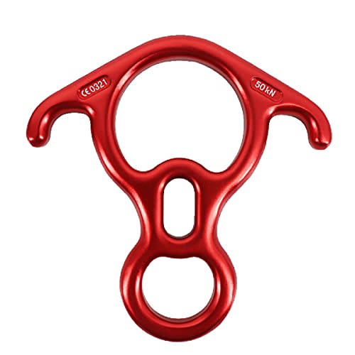 TRIWONDER Anillo de Rappel 50KN Escalada de Cuerda 8 Figura Descender con Oreja Grande al Aire Libre (Rojo)