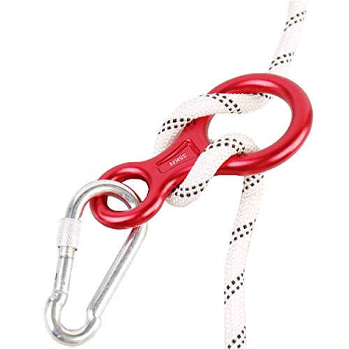 TRIWONDER Descensor de Escalada Aluminio Anillo 35KN Rappel Figura 8 Accesorio Escalada al Aire Libre (Rojo - 2 pcs)