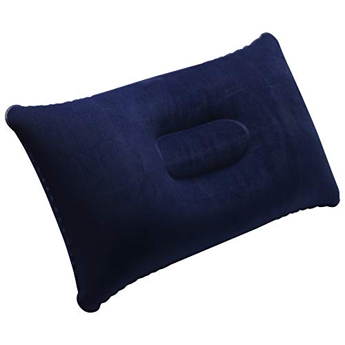 TRIXES 2 x Almohadas Inflables - para Viajar, la Playa o Cámping - Tacto Suave - Pequeño Tamaño Portátil - Azul Oscuro