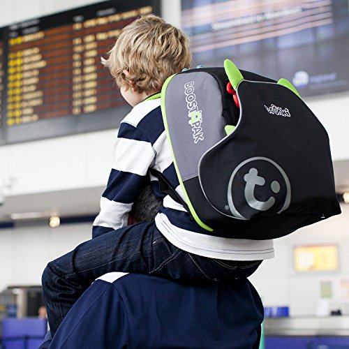 Trunki BoostApak - Mochila de viaje, Asiento alzador de viaje portátil y silla coche grupo 2 3 (Verde)