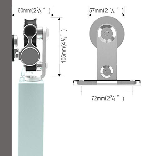 TSMST 10FT/305cm Herraje para Puerta Corredera Kit de Acero Inoxidable Accesorios para Puertas Correderas, Riel Juego para Puerta de Madera Soltera-Estilo T