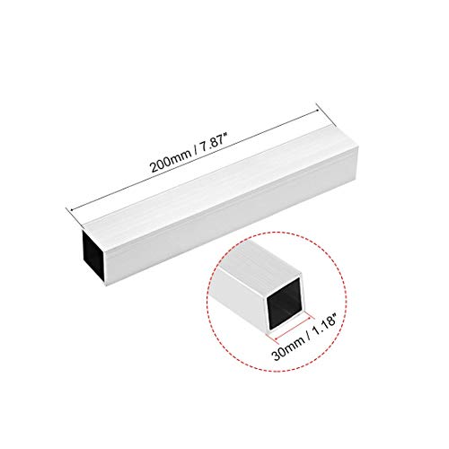 Tubo cuadrado de aluminio YeVhear 6063, grosor de la pared, 30 x 30 x 2 mm, longitud 200 mm, tubo recto sin soldadura, 2 piezas.