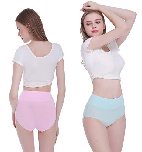 TUUHAW Braguita de Talle Alto Algodón para Mujer Pack de 5 Culotte Bragas de Cintura Alta Cómodo Talla Multicolor-2 3XL