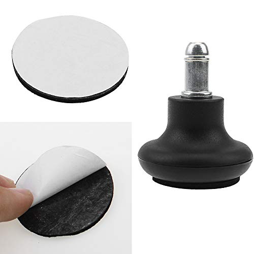 TXErfolg Bell Glides - Ruedas giratorias fijas de repuesto para sillas de oficina de 2 pulgadas con almohadilla autoadhesiva Ruedas giratorias para sillas de oficina móviles - 5 piezas (Negro)