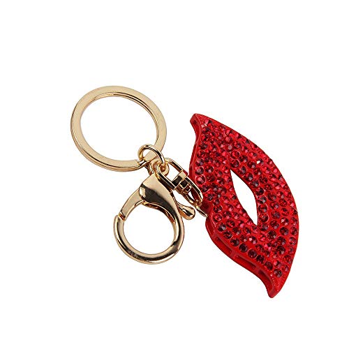 U-K Red Lip Shape Bag Purse Key Ring Rhinestone Keyring Keychain Colgante Accesorios para Damas Niñas 'Phone Car Bag Phone Gift Elegante Buen diseño