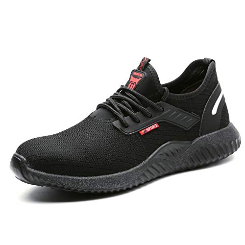 UCAYALI Zapatos de Seguridad con Punta de Acero para Hombre Mujer Zapatillas de Trabajo Puntera Reforzada Calzado de Protección Industria Construcción - Cómodos Ligeros y Antideslizantes(Negro, 39)