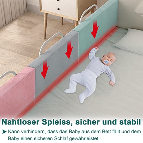 UISEBRT 2 barandillas de protección de cama para niños, 50 cm, 5 agujeros, altura regulable, protección anticaídas, para cama infantil para cama familiar y cama infantil (100 cm, lago verde)