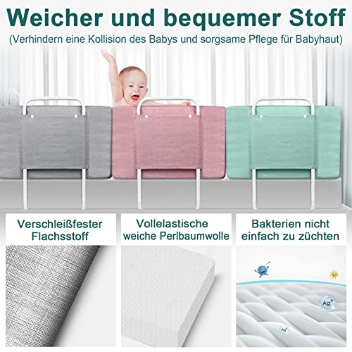 UISEBRT 2 barandillas de protección de cama para niños, 50 cm, 5 agujeros, altura regulable, protección anticaídas, para cama infantil para cama familiar y cama infantil (100 cm, lago verde)