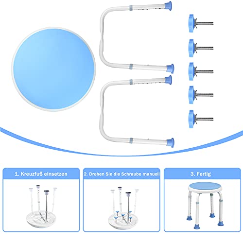 UISEBRT Taburete de ducha Taburete de baño ajustable en altura 360 ° giratorio 136 kg