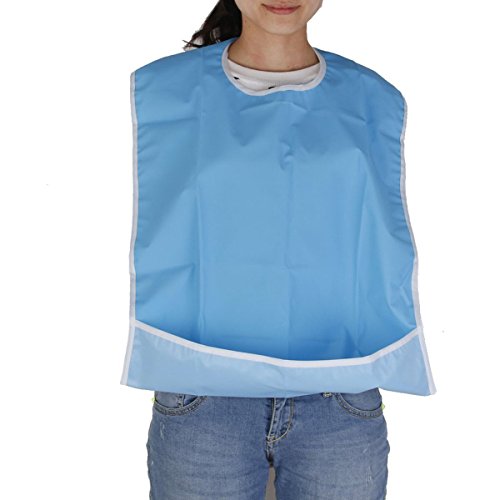 ULTNICE Babero para Adulto Impermeable Babero Adulto Reutilizable (azul claro)