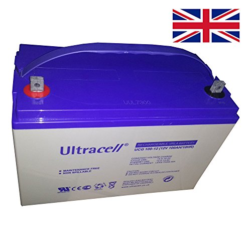 ULTRACELL Batería de Gel para Autocaravana Ciclo Profundo 100Ah (115Ah) a 10h (100h) 12V energía Solar