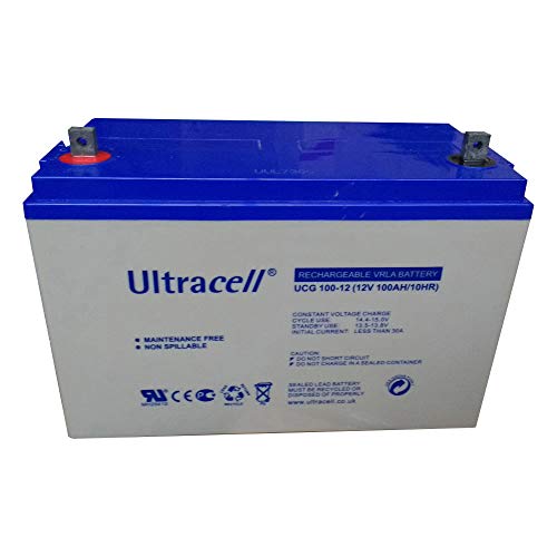 ULTRACELL Batería de Gel para Autocaravana Ciclo Profundo 100Ah (115Ah) a 10h (100h) 12V energía Solar