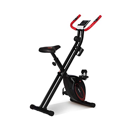 Ultrasport F-Bike Design Bicicleta estática de Fitness sillín de Gel, portabidones, Pantalla LCD, sensores de Pulso, compacta y Plegable, Carga máxima 110 kg, Unisex, Negro, OS