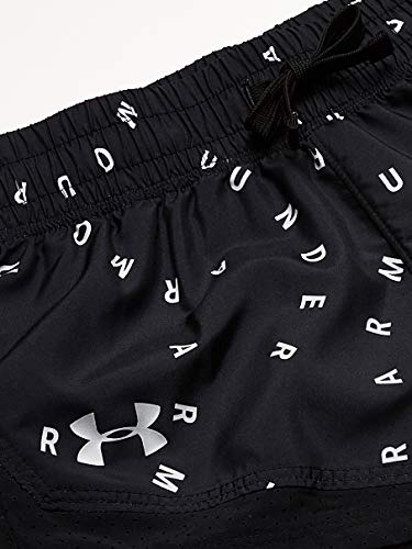 Under Armour Sprint Printed Shorts Pantalones Cortos, Niñas, Negro (003)/Plateado metálico, XL