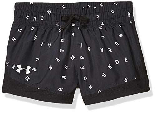 Under Armour Sprint Printed Shorts Pantalones Cortos, Niñas, Negro (003)/Plateado metálico, XL