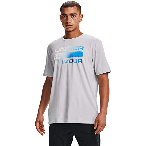 Under Armour UA Team Issue Wordmark, Camiseta Hombre, Halo Gray/Blue Circuit, M