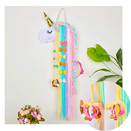 Unicorn Hair Bow Holder Pinzas para el cabello Organizador de diadema Unicornio Colgante de pared Decoración para el hogar para niñas Habitación Accesorios de dormitorio Colgador de pared Decoración