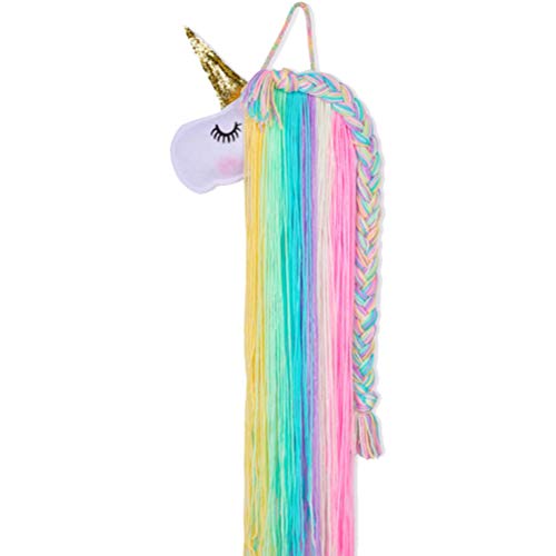 Unicorn Hair Bow Holder Pinzas para el cabello Organizador de diadema Unicornio Colgante de pared Decoración para el hogar para niñas Habitación Accesorios de dormitorio Colgador de pared Decoración