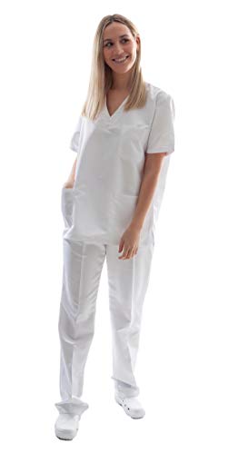 Uniforme Sanitario Unisex Ropa Trabajo Pijama Medico Casaca Enfermero Estetica Peluqueria Veterinaria Hospital Limpieza y Empleado Hogar Antilejía y No Destiñe - L