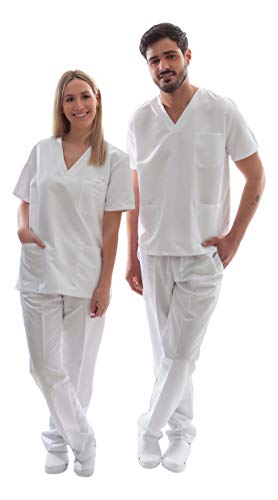 Uniforme Sanitario Unisex Ropa Trabajo Pijama Medico Casaca Enfermero Estetica Peluqueria Veterinaria Hospital Limpieza y Empleado Hogar Antilejía y No Destiñe - L