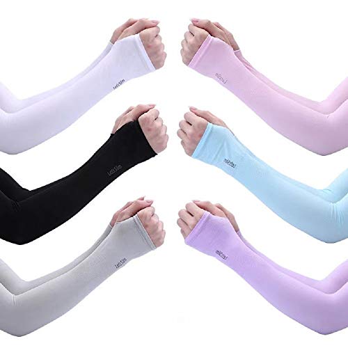 Unisex Manguitos de Ciclismo 6 Pares Mangas de Sol Sports Manguitos de Enfriamiento 6 Colores Mangas del Brazo Mangas Enfriamiento de Protección UV para Actividades al Aire Libre para Mujer Hombre