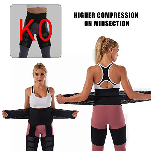 Unisoul Mujer Cintura Entrenador,4 en 1 Levantador de Culata y Muslo Recortadora,Cintura Alta Waist Trainer, Faja Adelgazante,para Entrenamiento, Fitness,Quema de Grasa, XL Negro