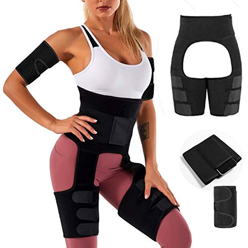 Unisoul Mujer Cintura Entrenador,4 en 1 Levantador de Culata y Muslo Recortadora,Cintura Alta Waist Trainer, Faja Adelgazante,para Entrenamiento, Fitness,Quema de Grasa, XL Negro