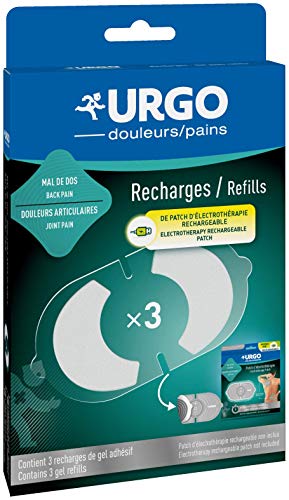 Urgo - Recambios de electroterapia recargables, gel adhesivo, dolor de espalda, pack de 3 recambios