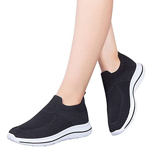 URIBAKY Zapatillas de running ligeras, cómodas, zapatillas planas de color liso de moda de mujer, zapatos de deporte, zapatillas de correr, transpirables, atléticas cortas, Le Noir, 38 EU