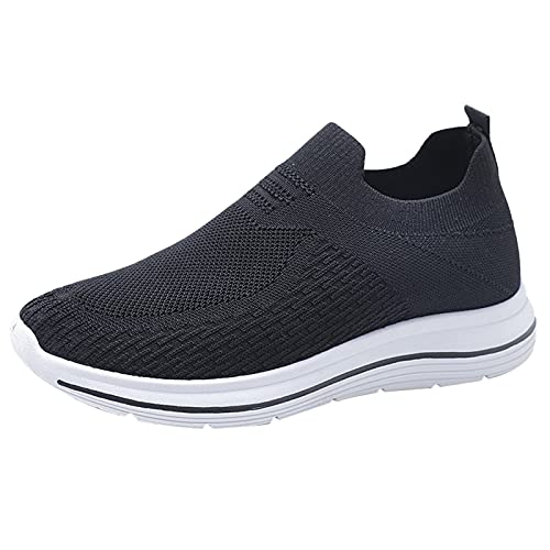 URIBAKY Zapatillas de running ligeras, cómodas, zapatillas planas de color liso de moda de mujer, zapatos de deporte, zapatillas de correr, transpirables, atléticas cortas, Le Noir, 38 EU