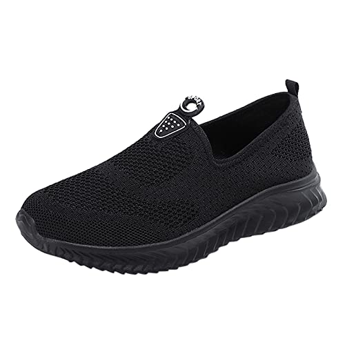 URIBAKY - Zapatillas deportivas de color liso de malla para mujer, transpirables, transpirables, suaves y cómodas, para exteriores, fitness, senderismo, Le Noir, 39 EU