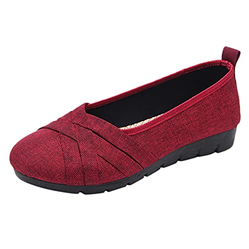 URIBAKY - Zapatos de mujer de tejido transpirable ligero con suela suave, suaves, elegantes, transpirables, flexibles y cómodas, para exteriores, fitness, senderismo, rojo, 40 EU