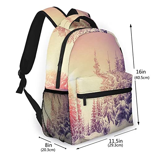 USGYY Mochilas Escolares, Paisaje de escena invernal que se levanta Mochila Niños Chicas Casual Mochila para Portatil Mochila Universidad Resistente Mochila Instituto