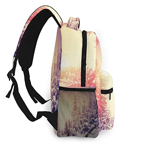 USGYY Mochilas Escolares, Paisaje de escena invernal que se levanta Mochila Niños Chicas Casual Mochila para Portatil Mochila Universidad Resistente Mochila Instituto