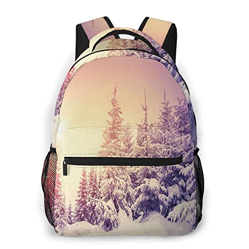 USGYY Mochilas Escolares, Paisaje de escena invernal que se levanta Mochila Niños Chicas Casual Mochila para Portatil Mochila Universidad Resistente Mochila Instituto