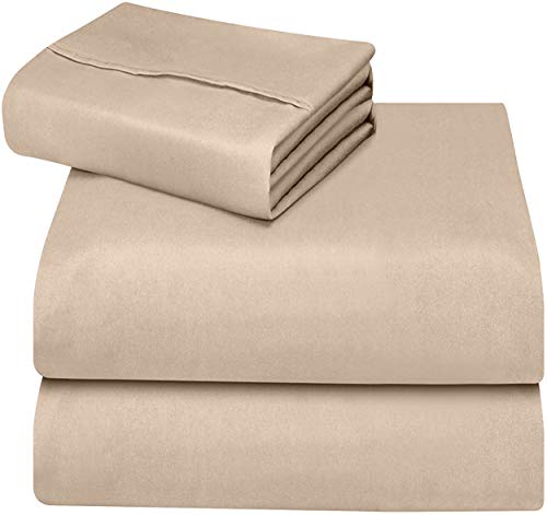 Utopia Bedding Juego De Sabanas 90x190 - Beige - Microfibra Cepillada - Sábanas y Fundas de Almohada (Cama 90)