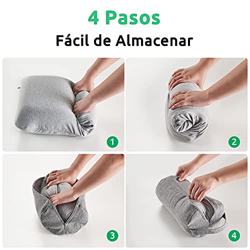 UTTU Cojín de Viaje, Almohada ortopédica ergonómica pequeña para el Cuello, Espuma viscoelástica con Gel refrescante, Funda de Almohada Polygiene Lavable, Almohada refrescante, 40 x 28 x 12 cm