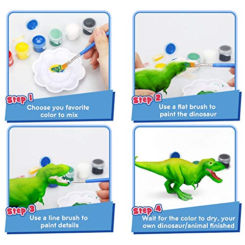 Vanplay Juguetes Dinosaurios y Juguetes de Animales Set de Pintura con Caja de Almacenamiento para Niños 33 Piezas