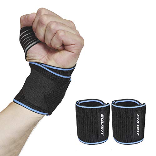 Vendaje de Muñeca 1 Par Pulseras Deportivas Muñequeras Soporte de la Muñeca Envuelve la Mano Recuperación del Esguince Pulsera Apoyo de Muñeca para Ciclismo Tenis Accesorios de Gimnasio Negro-Azul