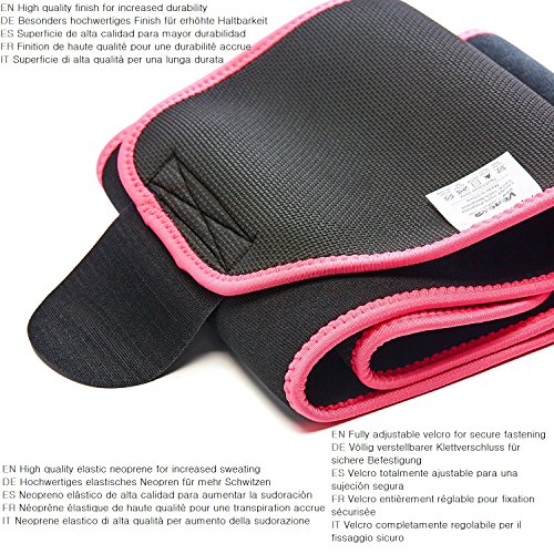 Venoka Faja Reductora de Neopreno Ajustable Hombre/Mujer Cinturón Reductor Abdominal de Sudoración Adelgazar para Cintura/Espalda/Lumbar (Rosa, 110 x 23 CM)