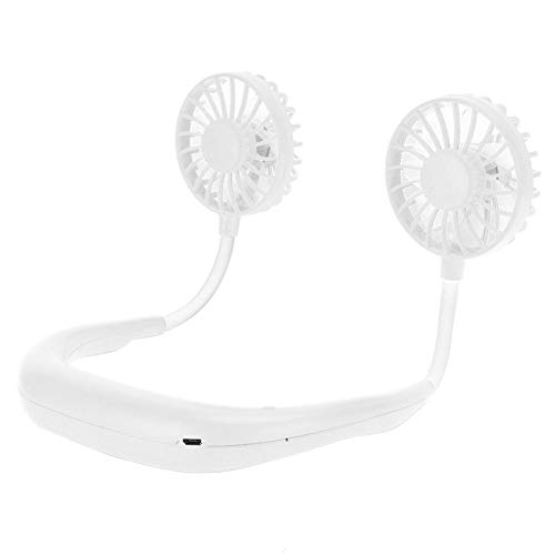 Ventilador USB para colgar del cuello, mini ventilador ajustable de 3 engranajes Ventilador de enfriamiento personal portátil USB, ventilador de banda para el cuello con manos libres 7H Standy(Blanco)