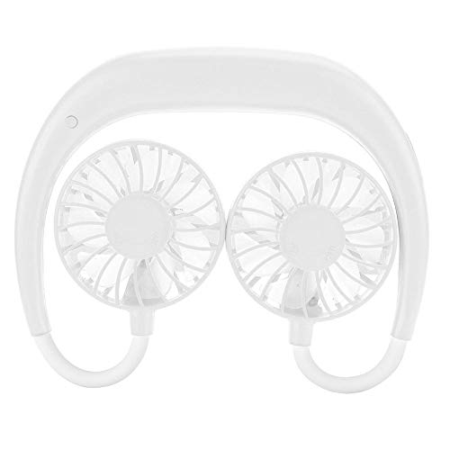 Ventilador USB para colgar del cuello, mini ventilador ajustable de 3 engranajes Ventilador de enfriamiento personal portátil USB, ventilador de banda para el cuello con manos libres 7H Standy(Blanco)