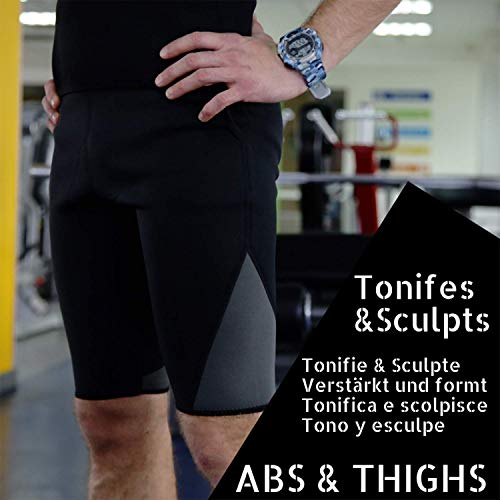 VeoFit Pantalón Corto de Sudoración y Compresión por Hombre Tallas XXL - Tonifica el Abdomen Flojo y reafirma los Muslos – Ofertas : Guía para Estar en Forma y Bolso para Transporte