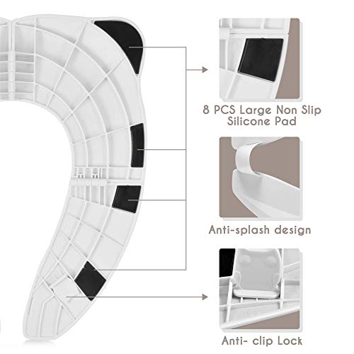 [Versión mejorada] Gimars Asientos para WC, Adaptador baño para niños plegable, Adaptador portatil wc niños Reductor wc niños plegable para viajar (blanco)