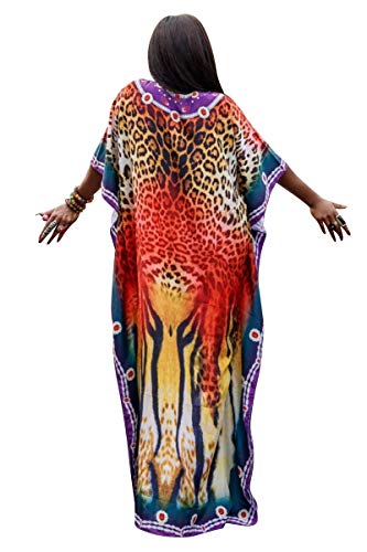 Vestido Boho Mujer Largo Talla Grande Camisolas y Pareos Indios Bohemio Hippie Tunica Piscina Caftan Africano Kaftan Etnico Kimono Flores Ropa Hawaiana Traje de Baño Bikini Cover Up